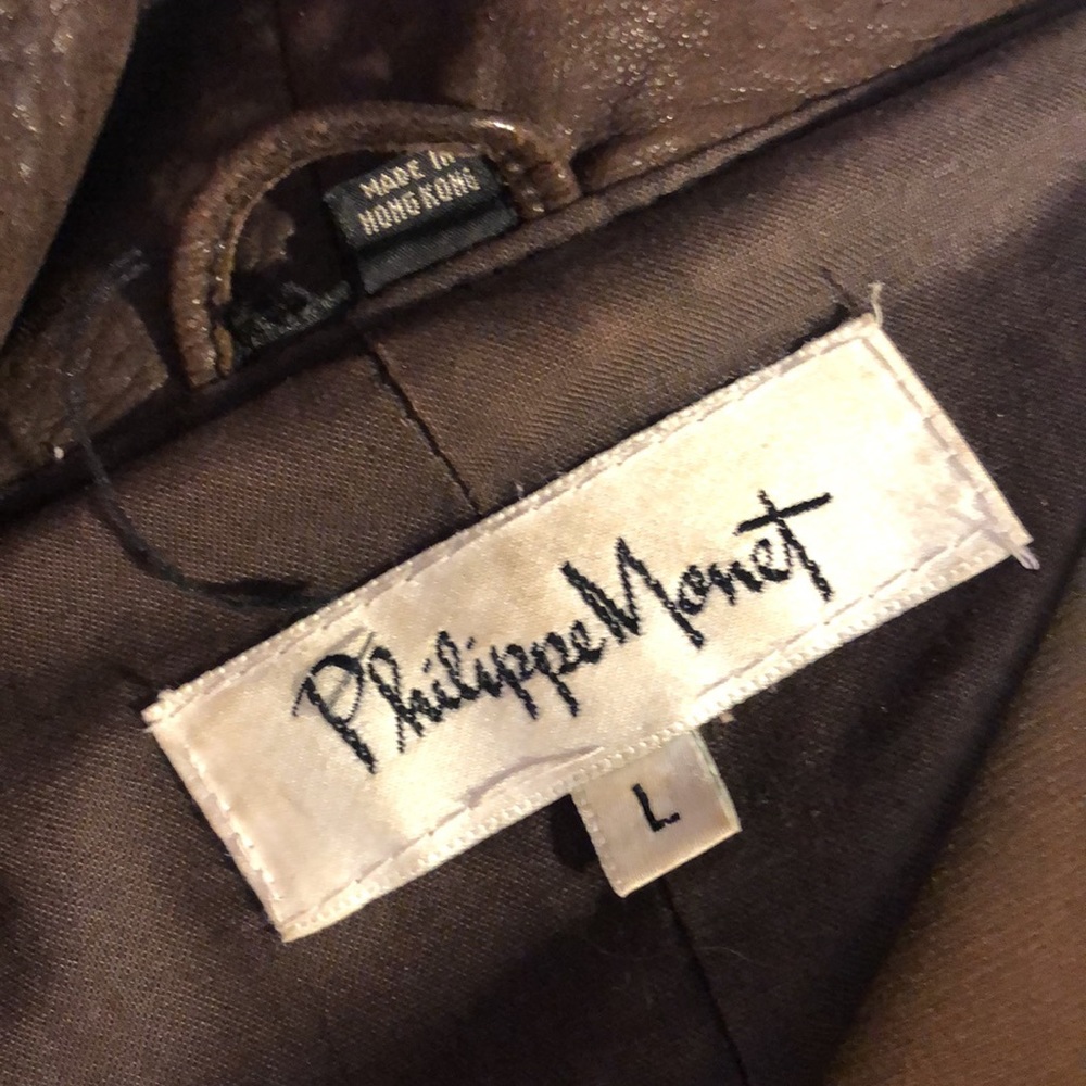 Vintage futuristic Philip Monet pebbled leather bomber jacket size large/XL - Picture 15 of 15